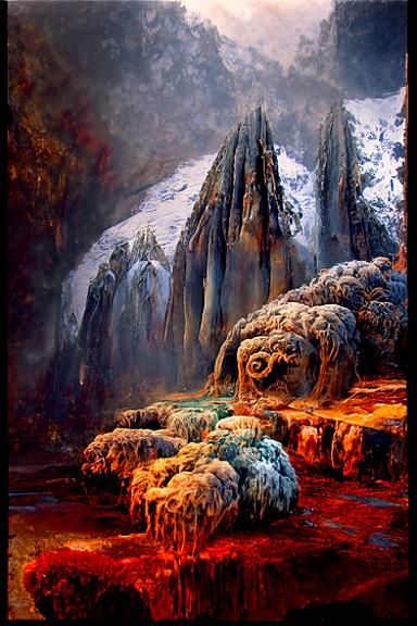 Snow Monkey in Hot Springs: Digital Matte Painting