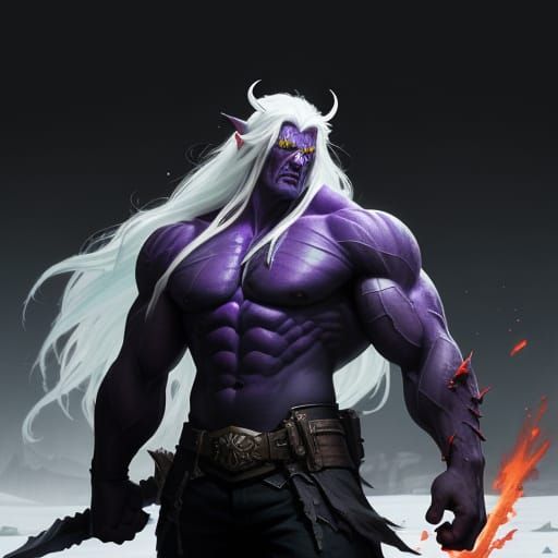 Glowing Red-Eyed Dark Fantasy Warrior in Hyperdetailed Cyber...