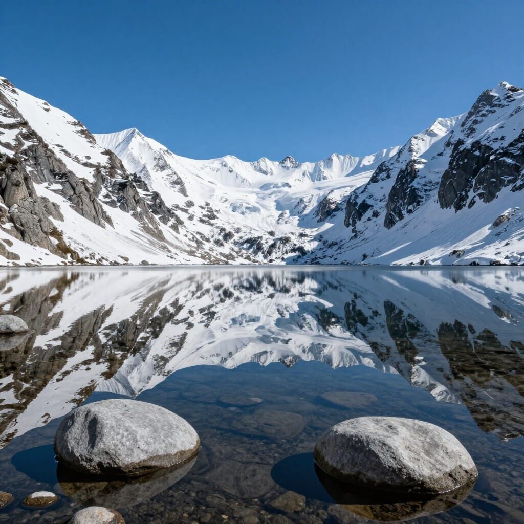 Serene Mountain Lake Reflection at Peak Beauty