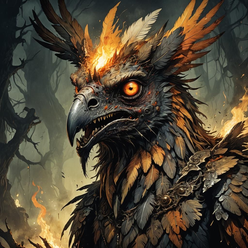 Zombie Hippogryph in Torchlight: Dark Fantasy Illustration