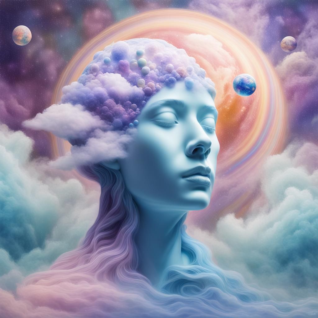 Surreal Portrait with Miniature Solar System in Art Nouveau ...