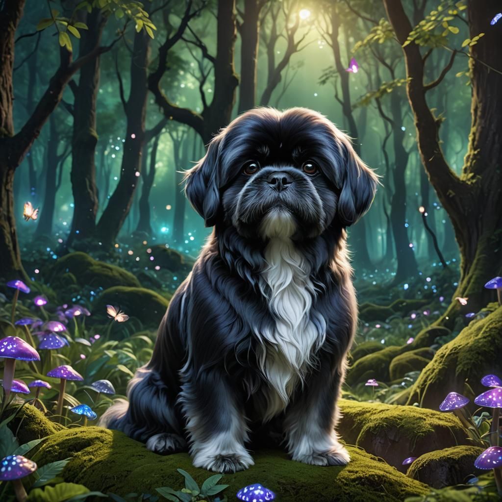 Mystical Forest Lhasa Apso Digital Painting