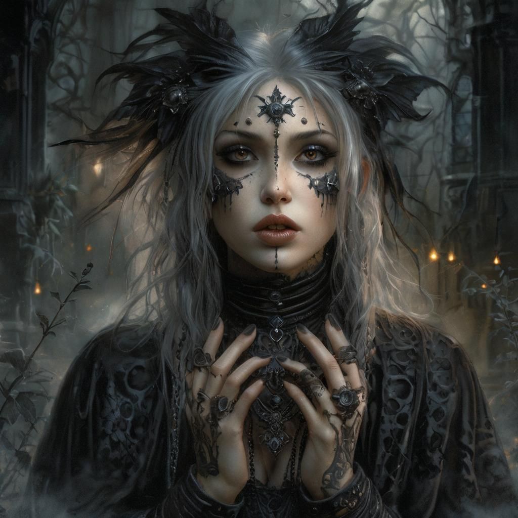 Dark Gothic Fairy in Surreal Painterly Style