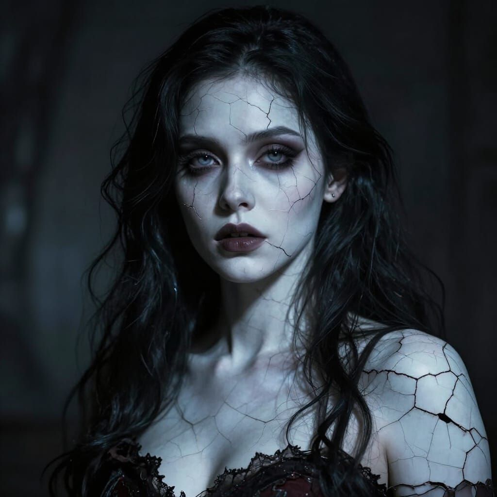 Radiant Gothic Woman with Porcelain Skin