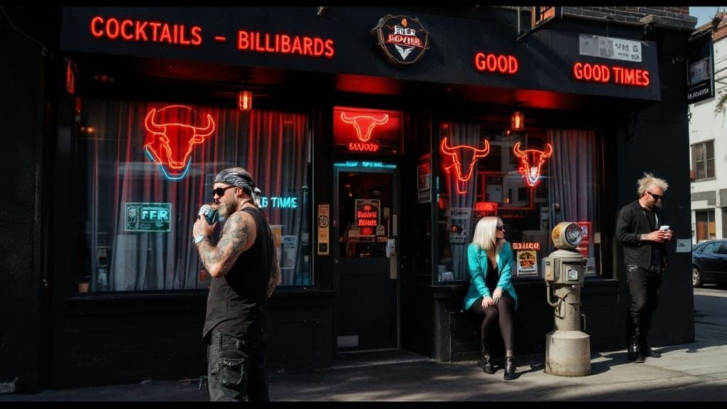 Urban Encounter in Neon Shadows