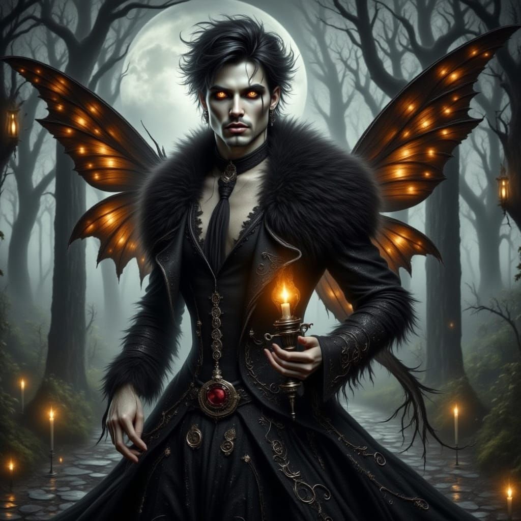 Gothic Vampire Fairy Man in Mystic Style