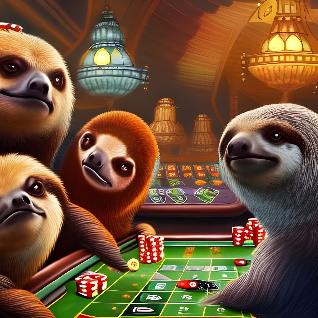 Sloths Gambling: Whimsical Watercolor Illustration
