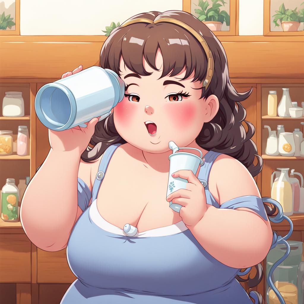 Anime Girl Rapid Weight Gain from Milk