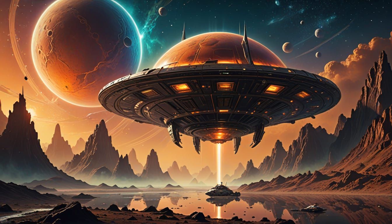 Retro Sci-Fi Spaceship Landing: Vintage Pulp Art