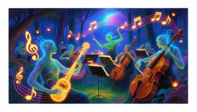 Ethereal Artists Painting Soundscapes with Luminous Instrume...