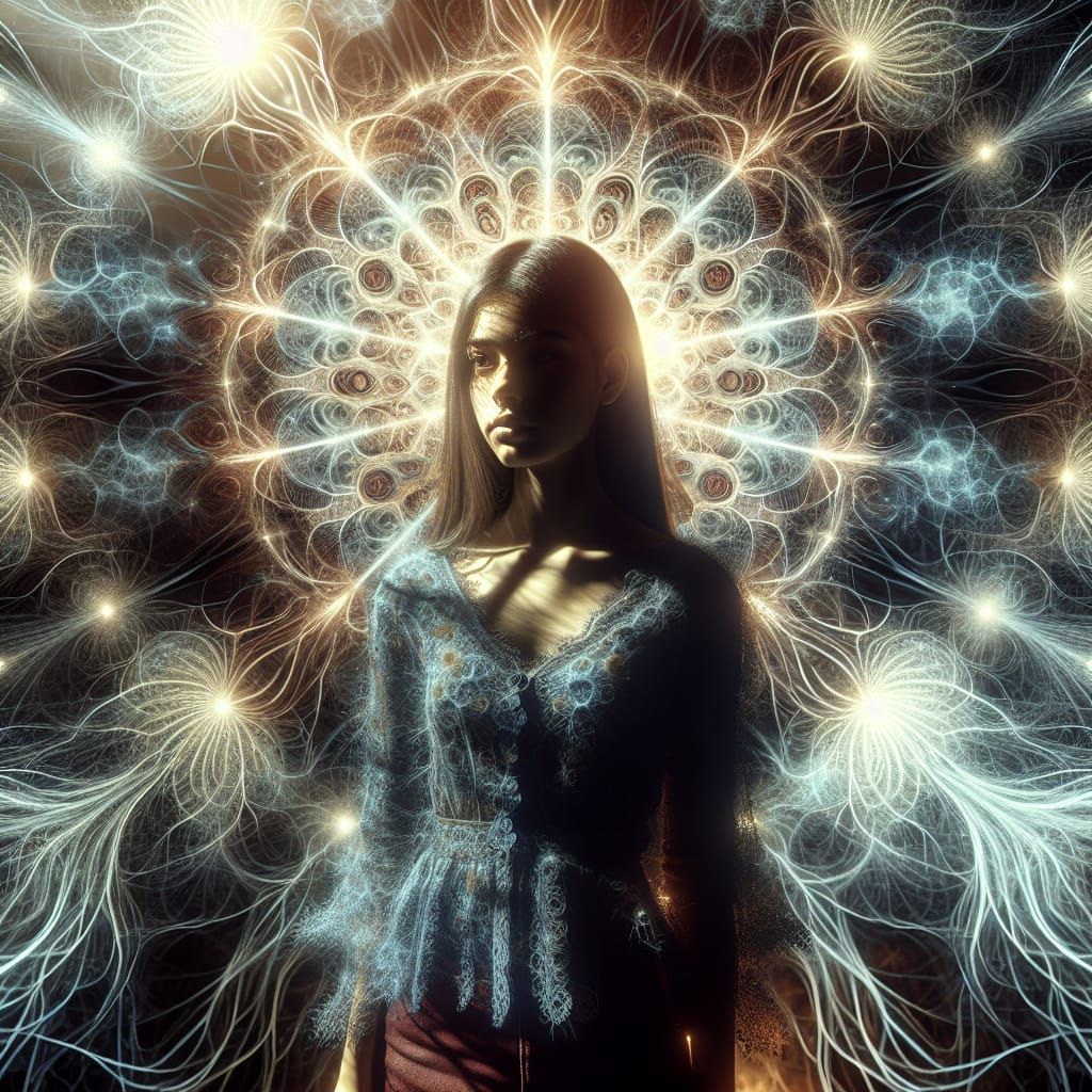 Hyperrealistic Portrait in Radiant Light with Intricate Mand...