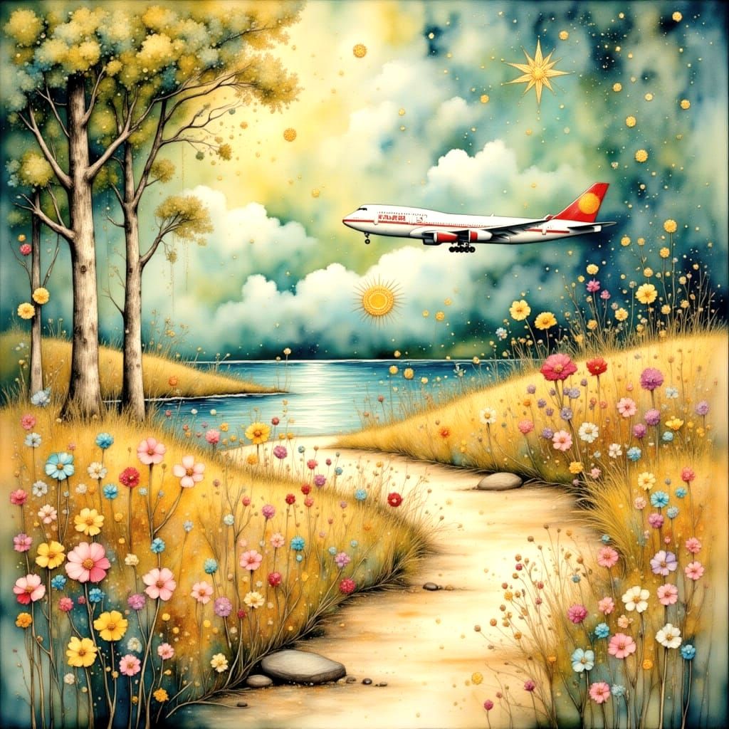 Wistful Departure in Whimsical Watercolour