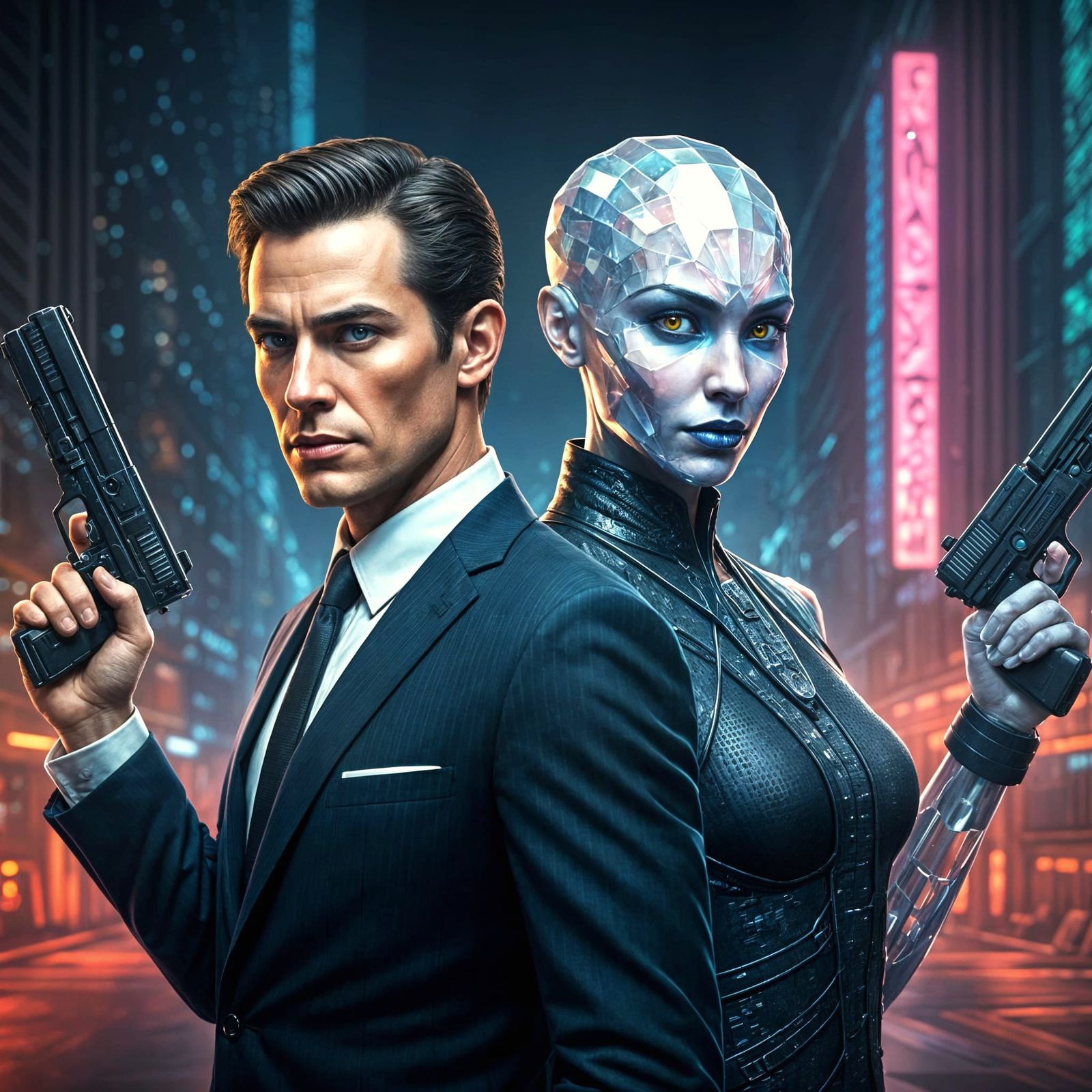 Sci-Fi Spy Team: Human and Crystalline Alien Adventure