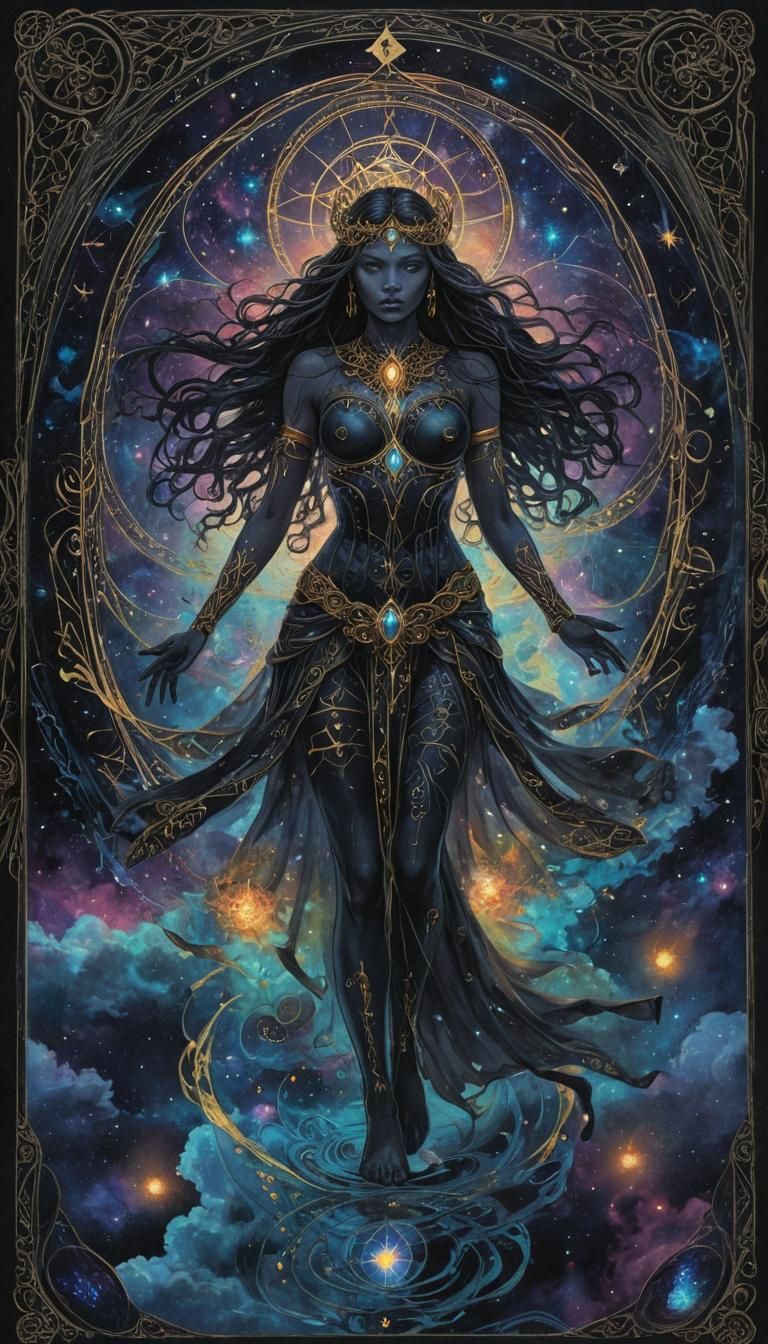 Mystical Tarot Card with Glowing Filigree