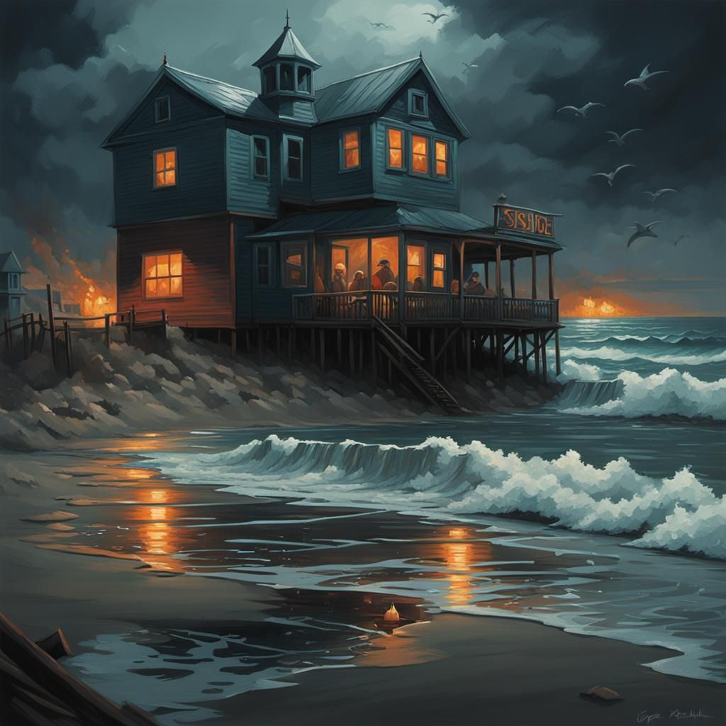 Sinister Seaside Scene by Greg Rutkowski