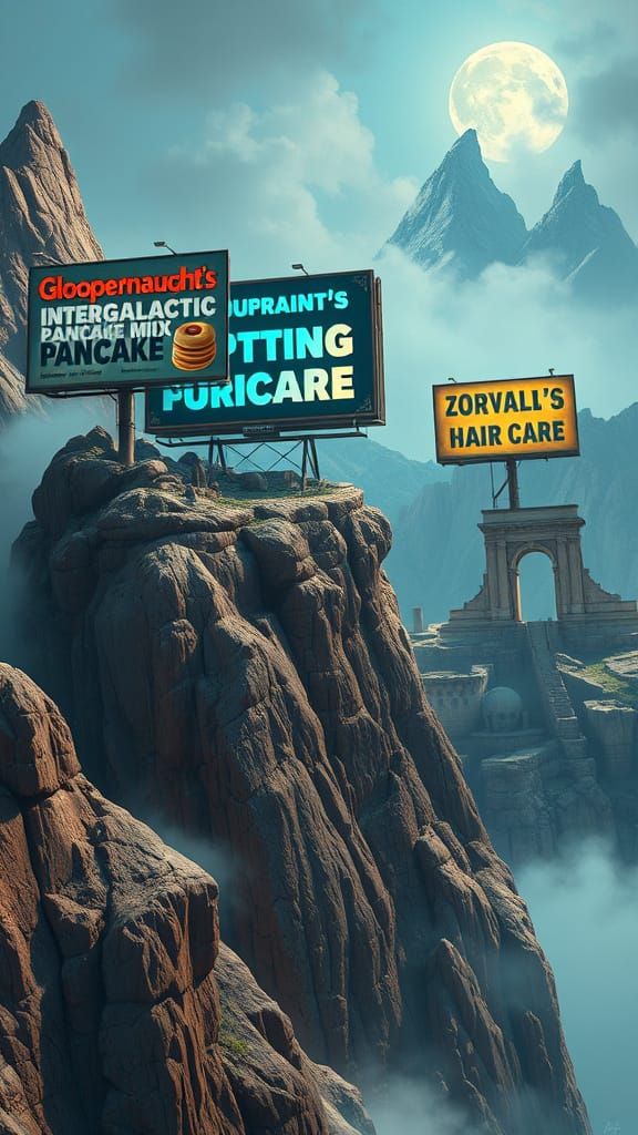 Vibrant Surreal Billboards in Futuristic Landscapes