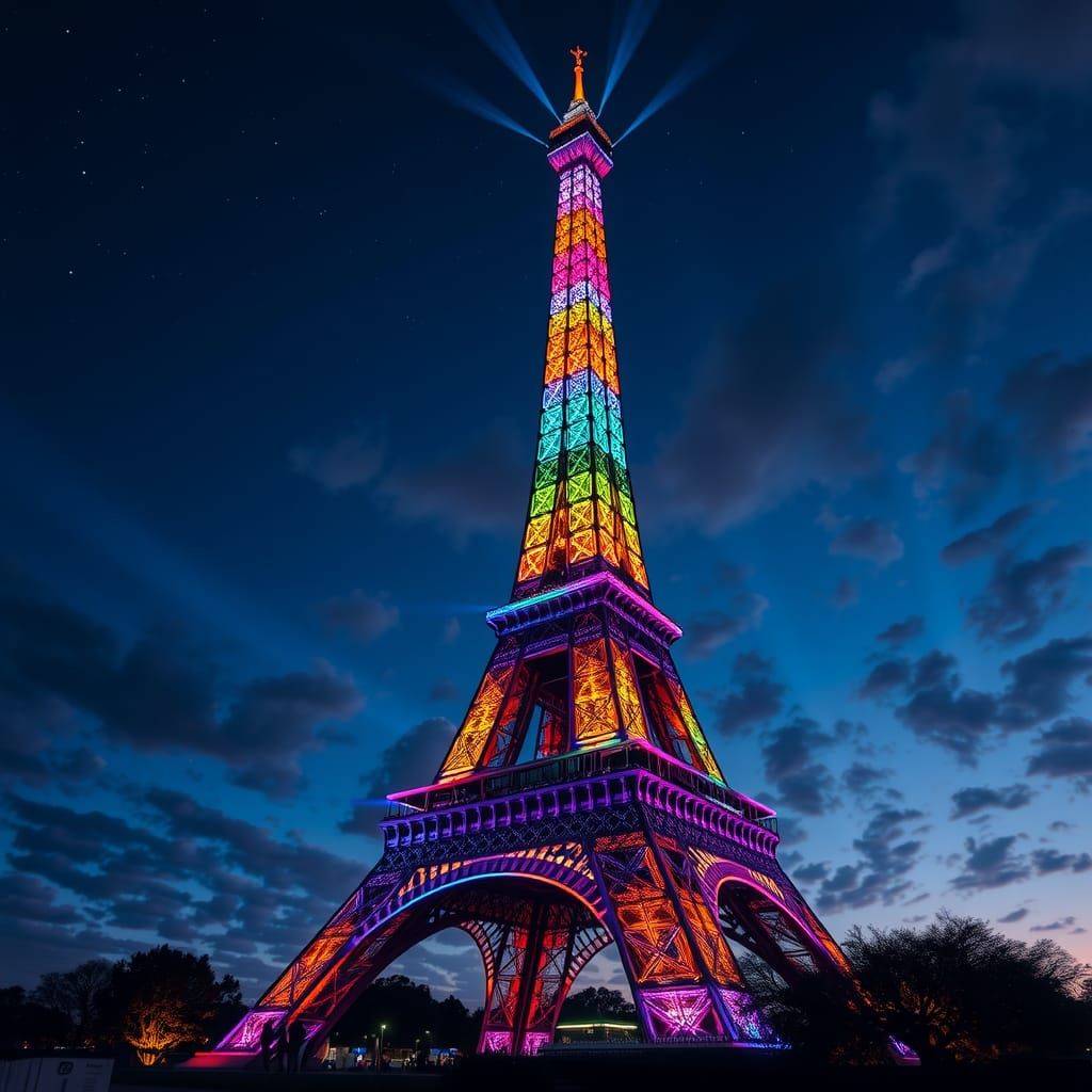 Eiffel Tower at Dusk: 3D Digital Art