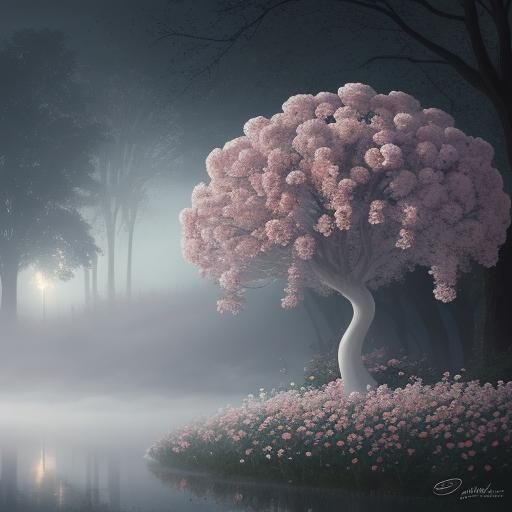 A white mystical rose tree