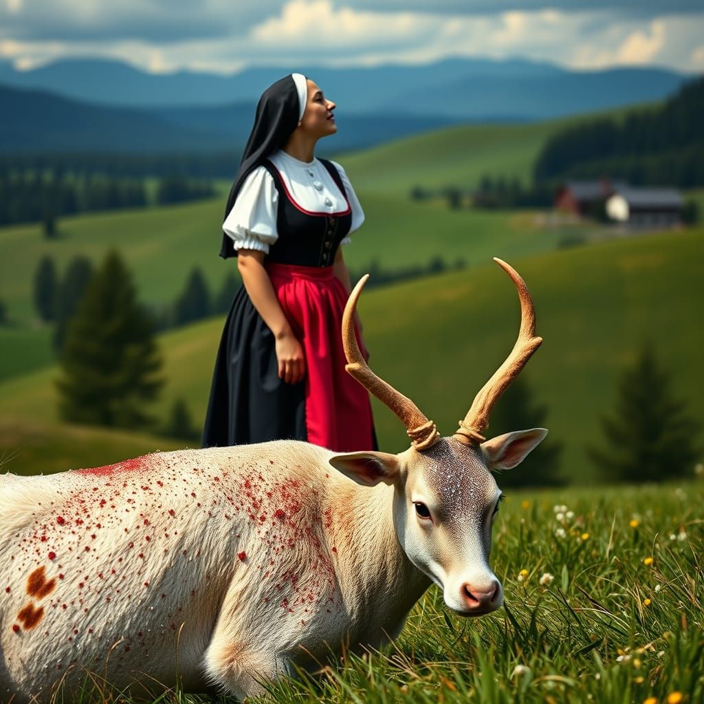 Surreal Bavarian Scene in Whimsical Style