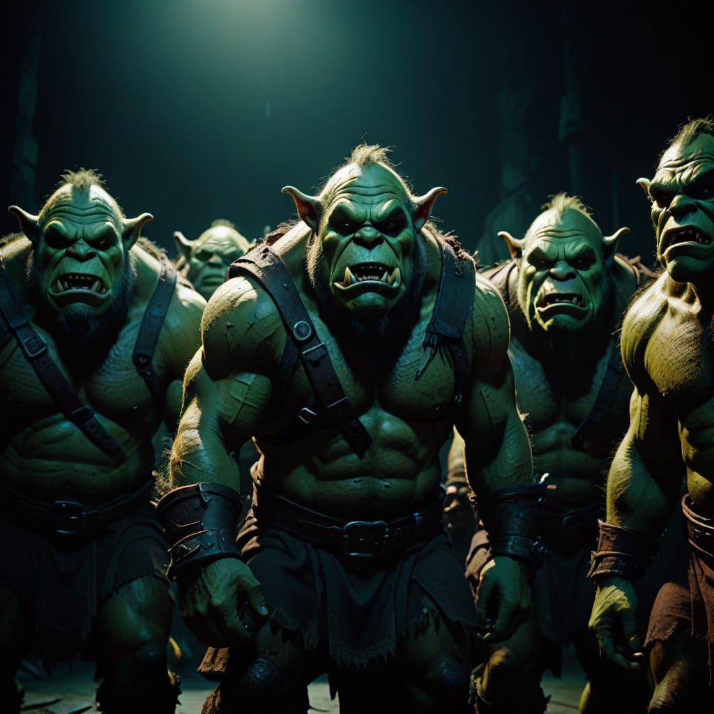 Hyperrealistic Ogre Supervillains in Cinematic Style
