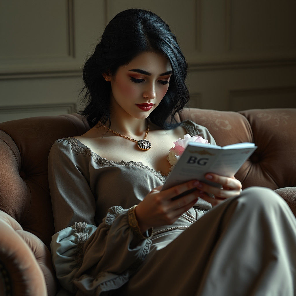 Croatian Duchess Reading Letter with Tears, Fantasy Art