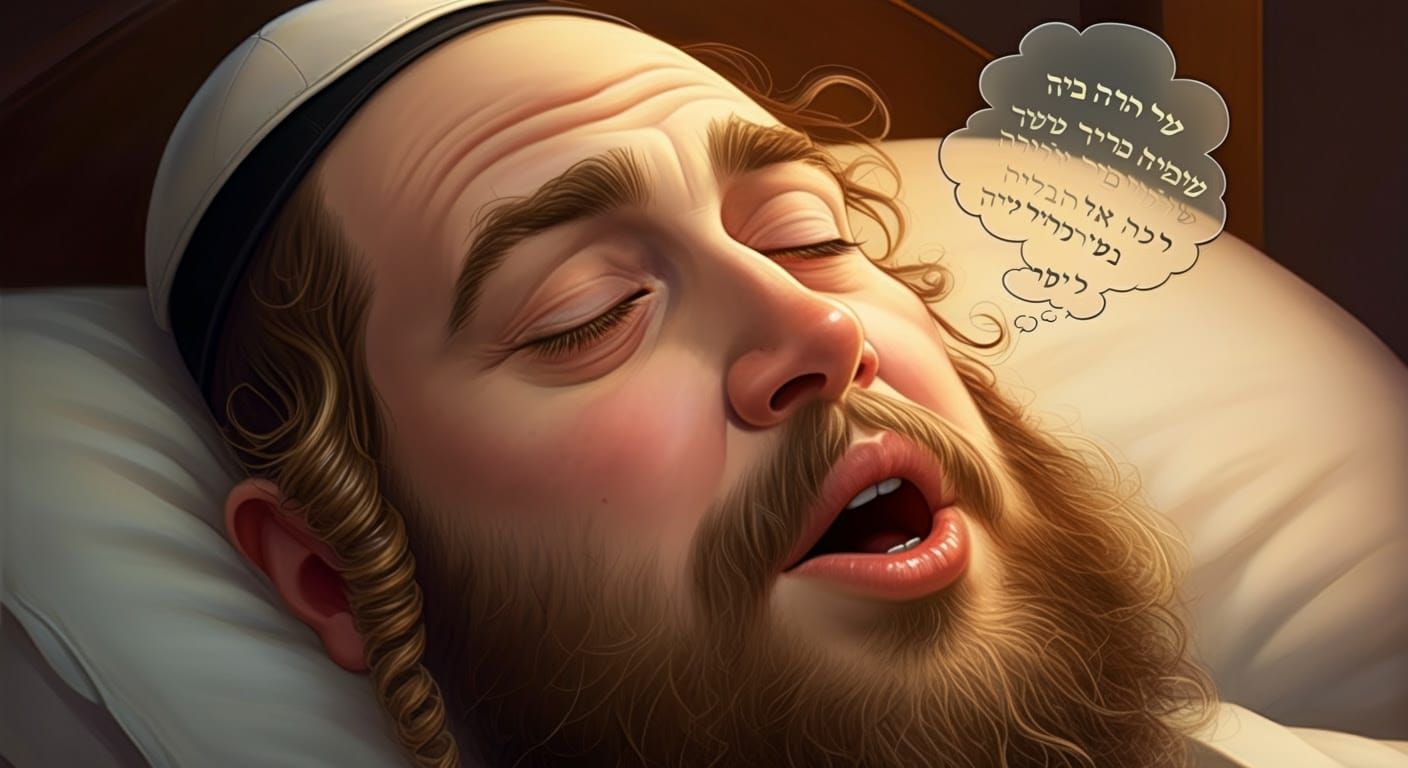 Sleeping Hasidic Man in Digital Illustration