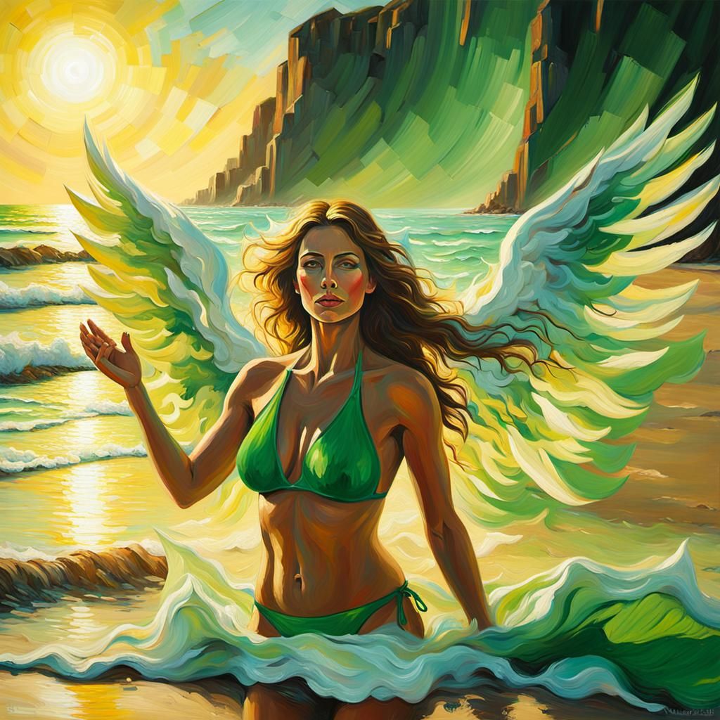 Angel Performs Miracles: Expressionist Oil Painting