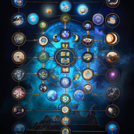 Ornate Chinese Zodiac Alchemy Chart in Dark Fantasy Style
