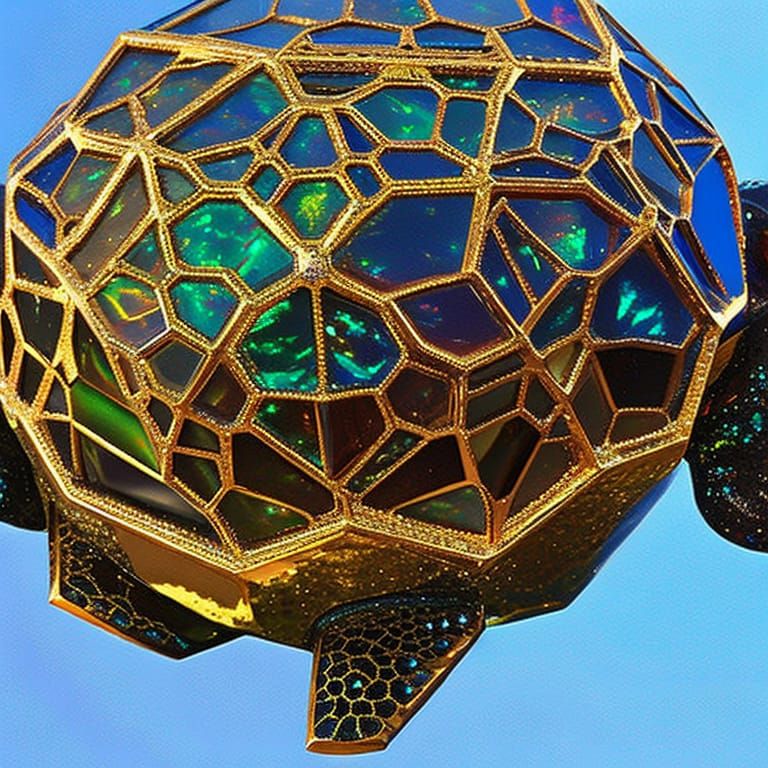 Black Opal Dodecahedron Turtle Sculpture