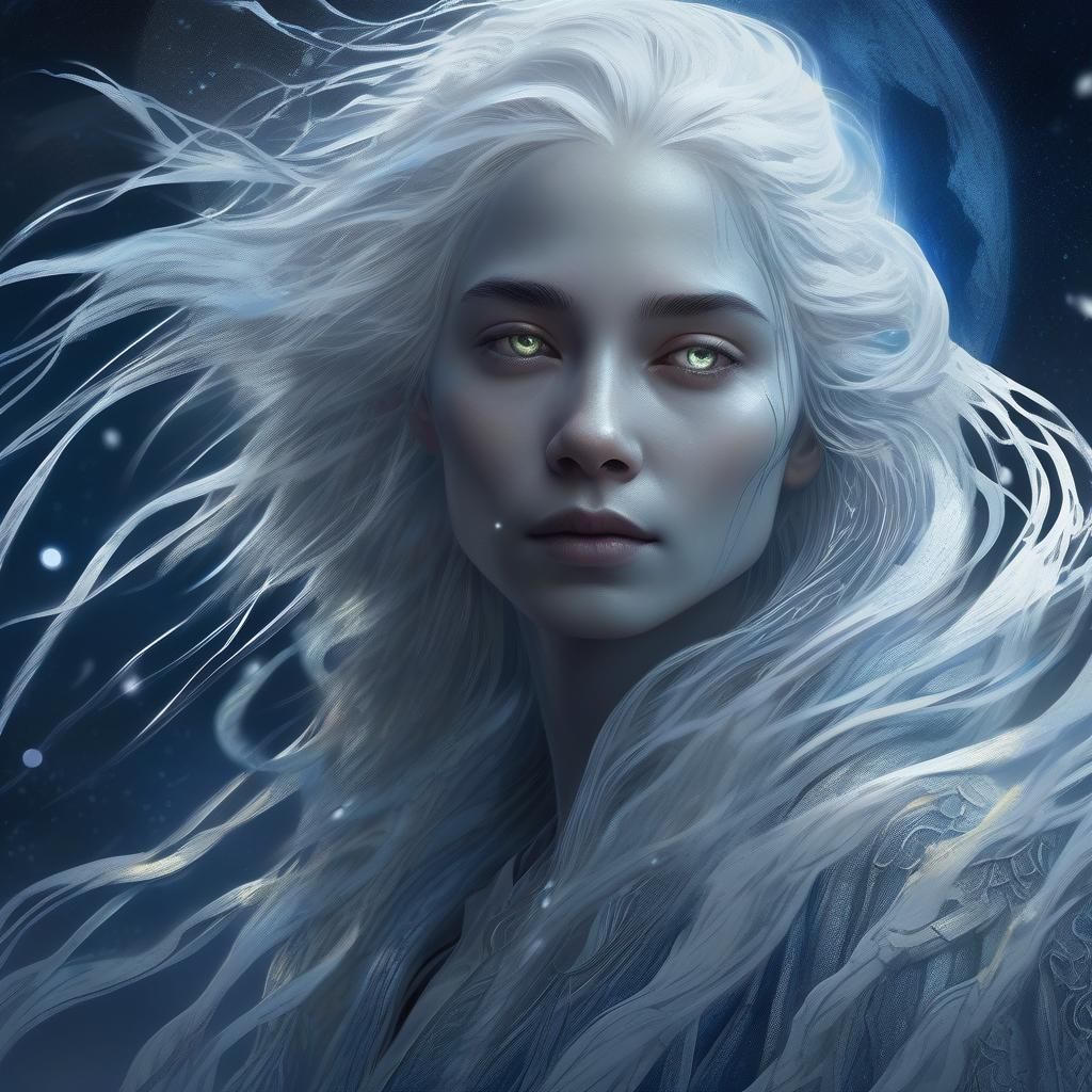 Ethereal Ghostly Woman Portrait in Moonlight