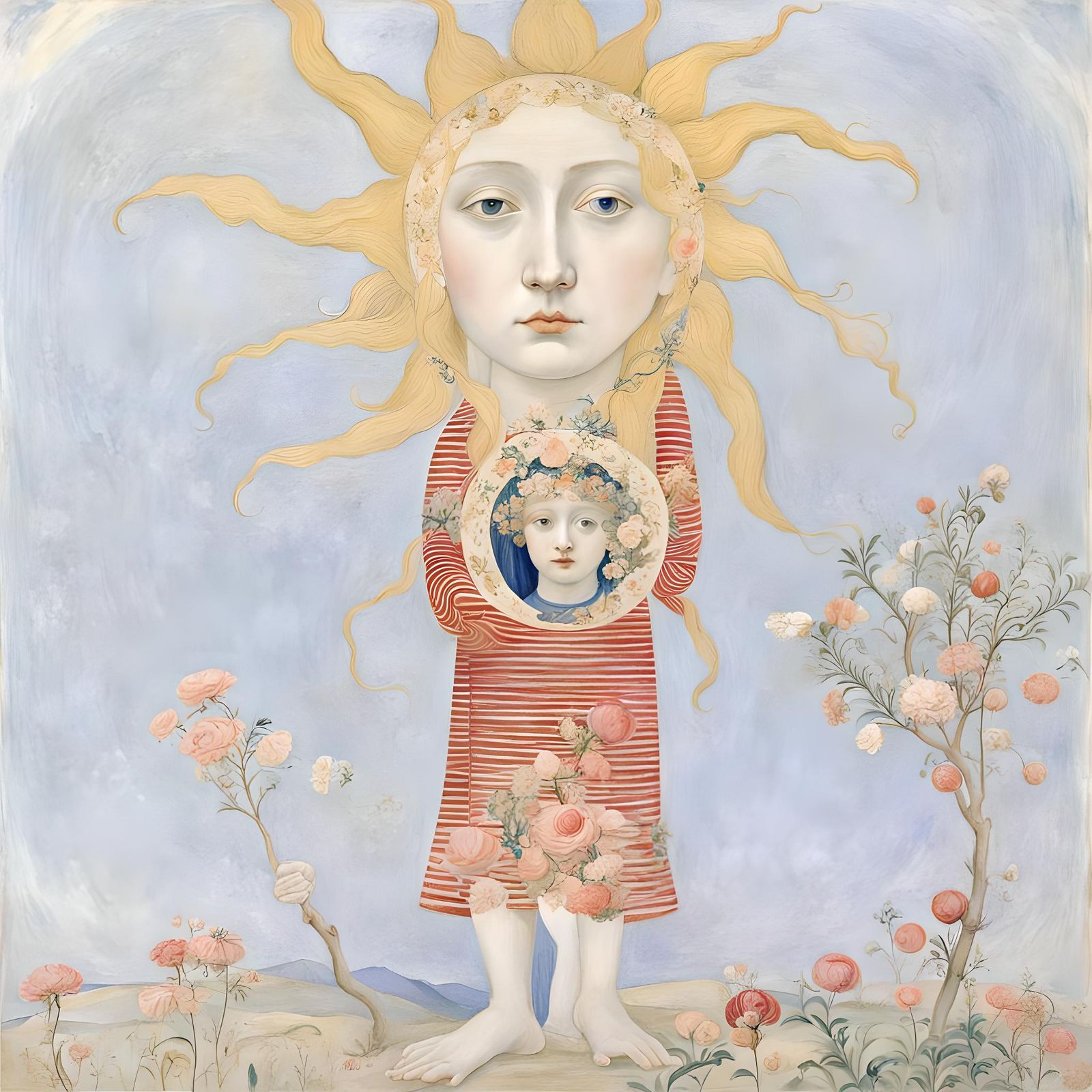 Floral Woman in Pre-Raphaelite Style