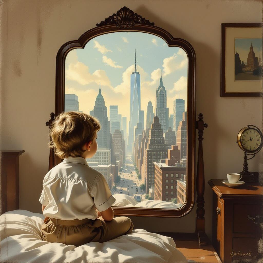 Child Dreams of Entrepreneurship in Vintage Americana Style