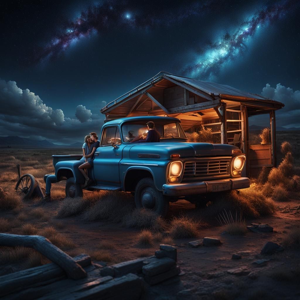 Couple Under Night Sky: Matte Painting in Unreal Engine