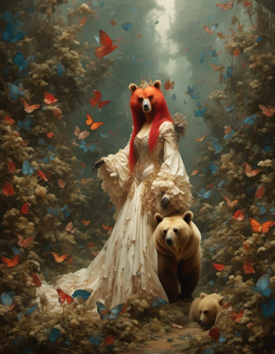 Cute Bear Cub Portrait in Dreamy Style