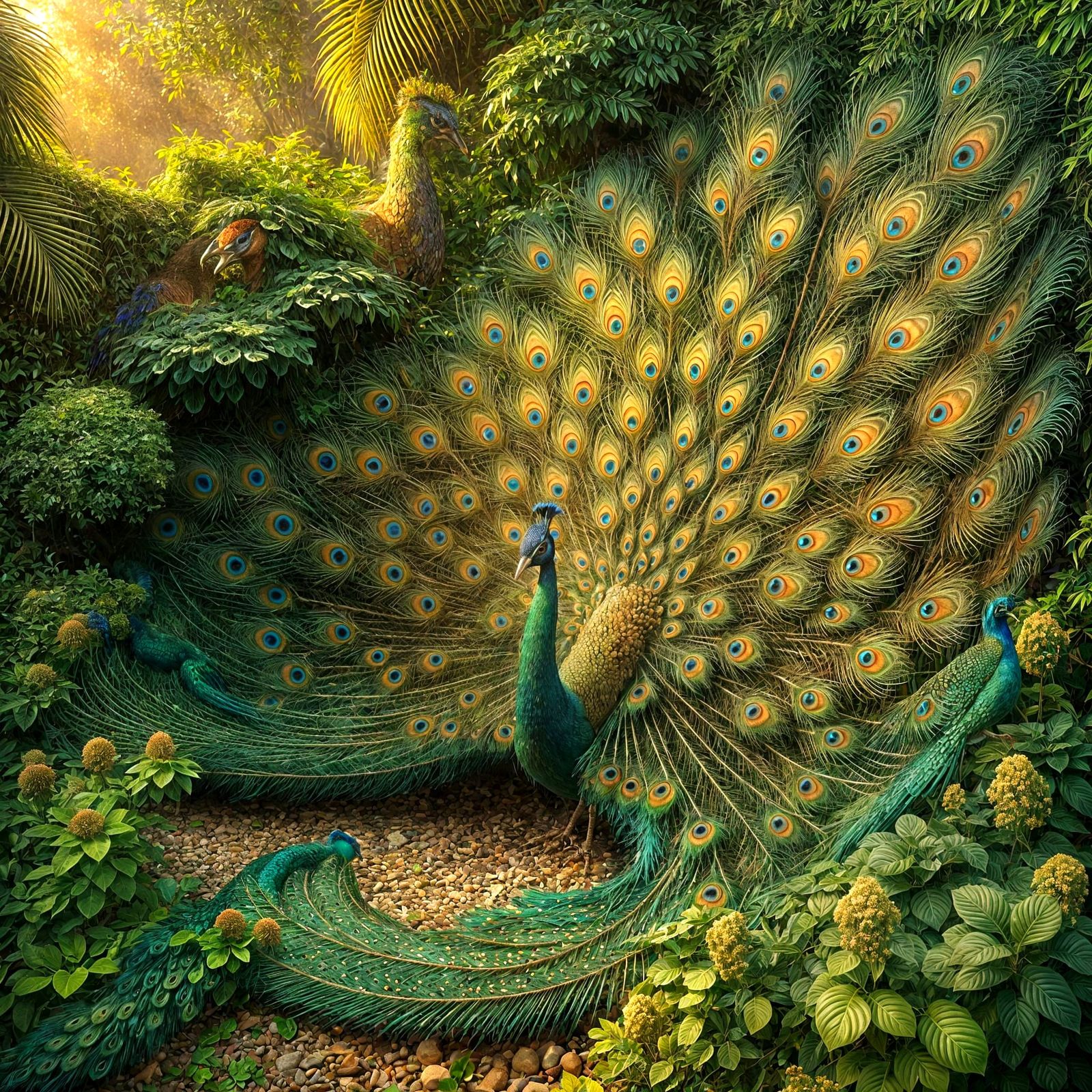 Majestic Peacock Portrait in Vibrant Indian Garden