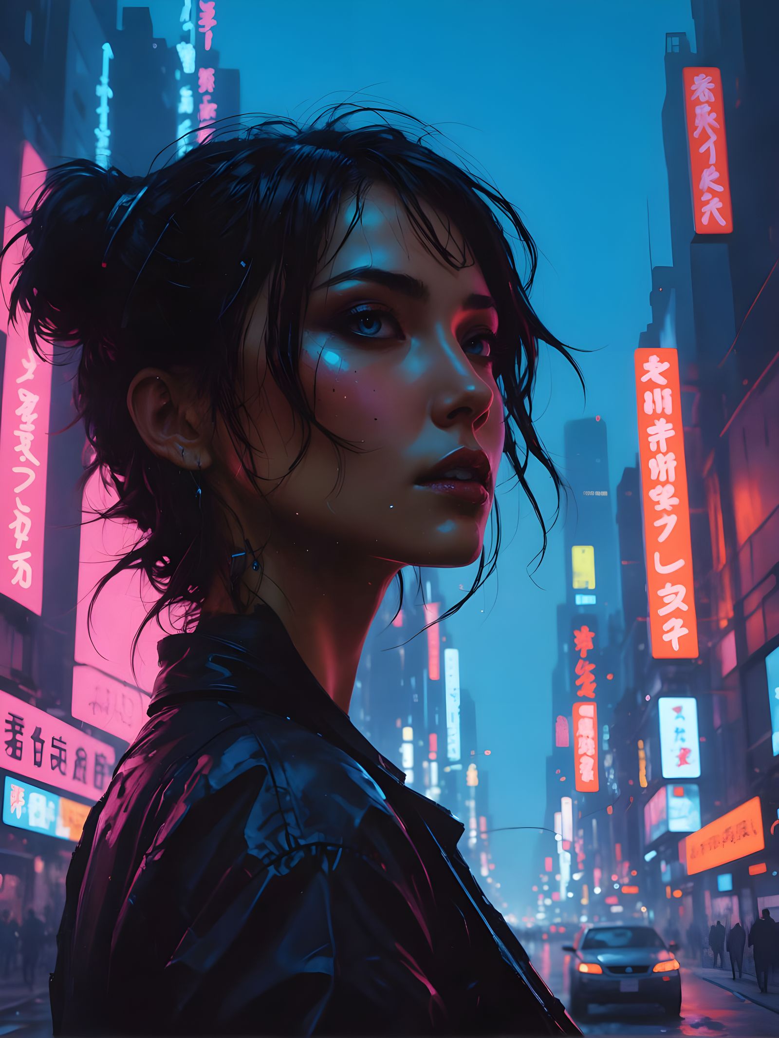 Surreal Neon Cityscape Portrait