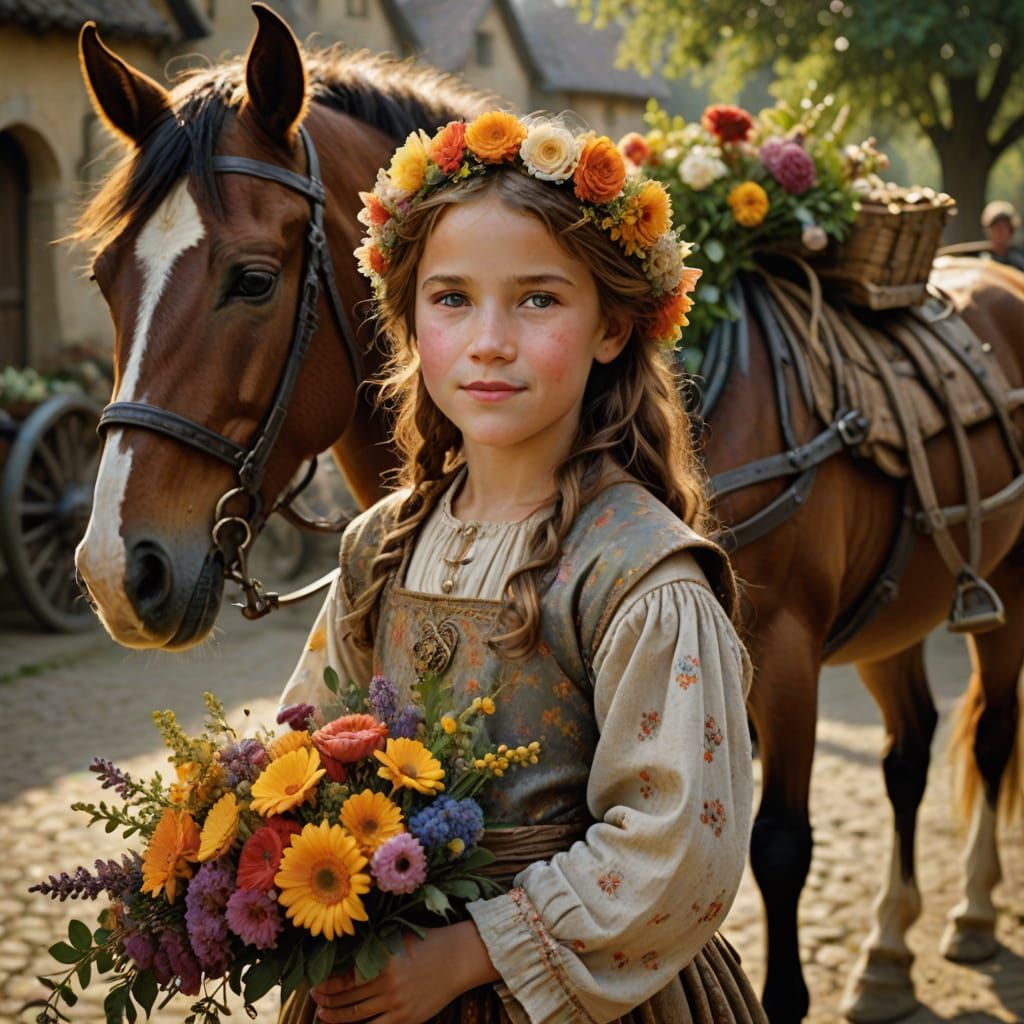 Whimsical Medieval Child in a Golden Glow