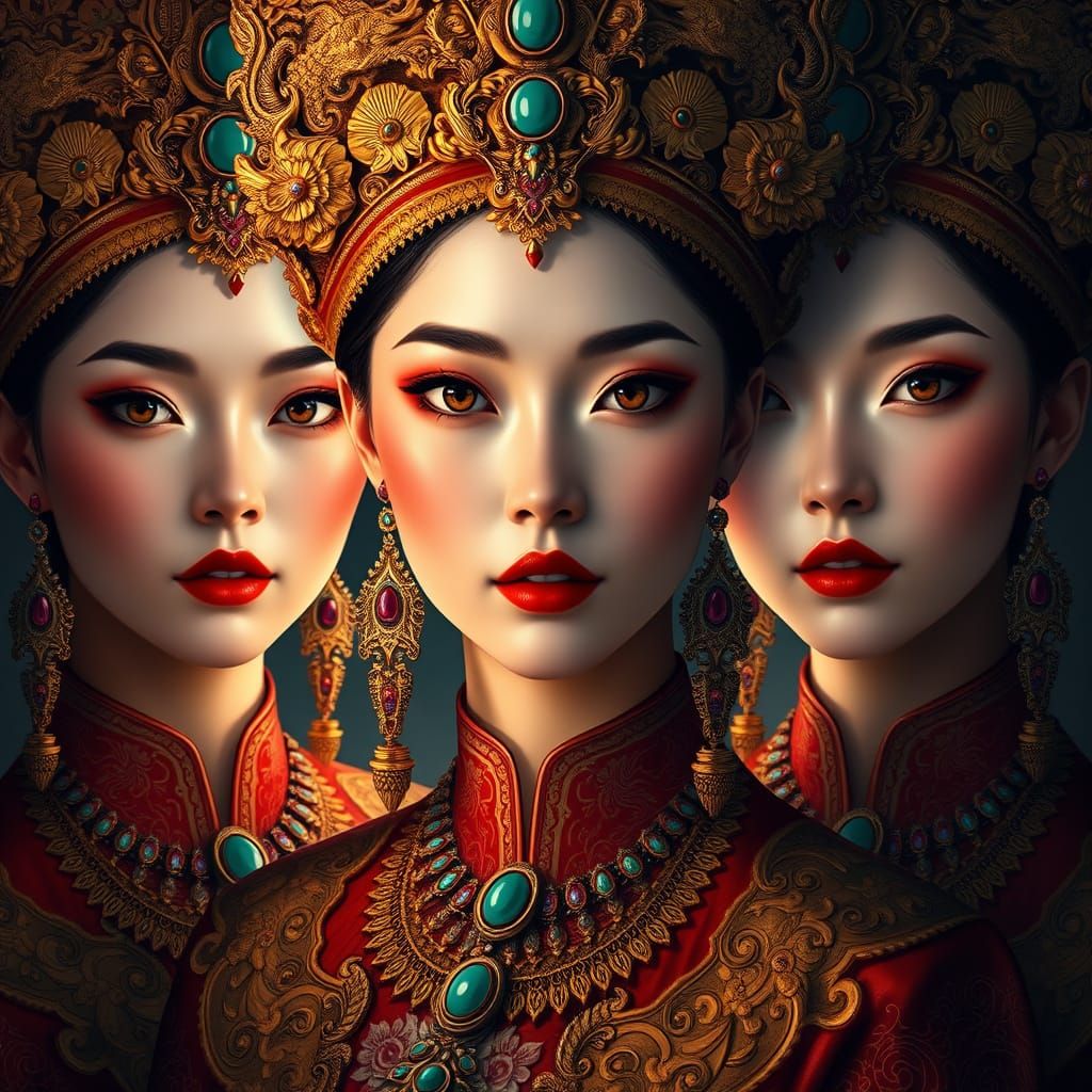 Three Traditional Asian Women