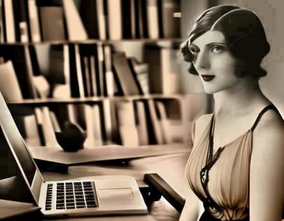 Sepia Tone Vintage Library with Many Books