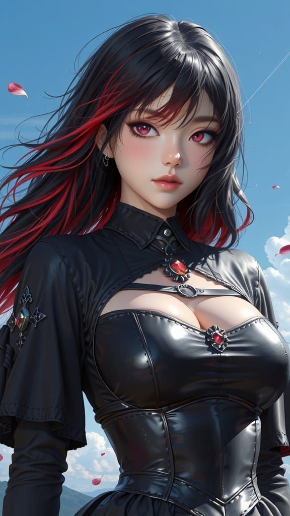 Gothic Fantasy Woman with Red Eyes in 4K Detail