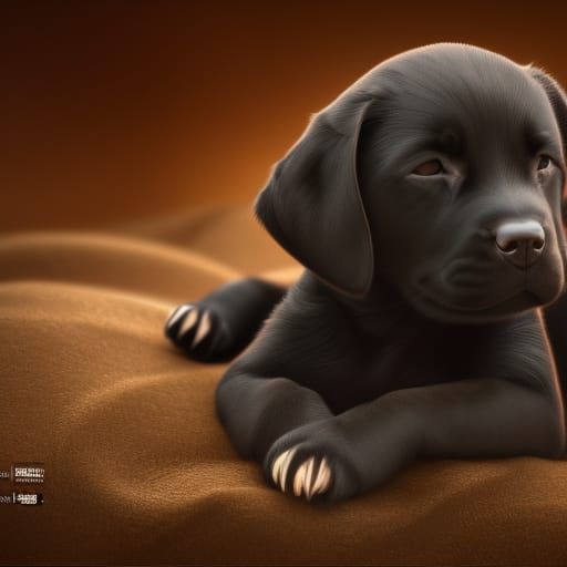 Sleeping Black Lab Puppy: Detailed Matte Painting