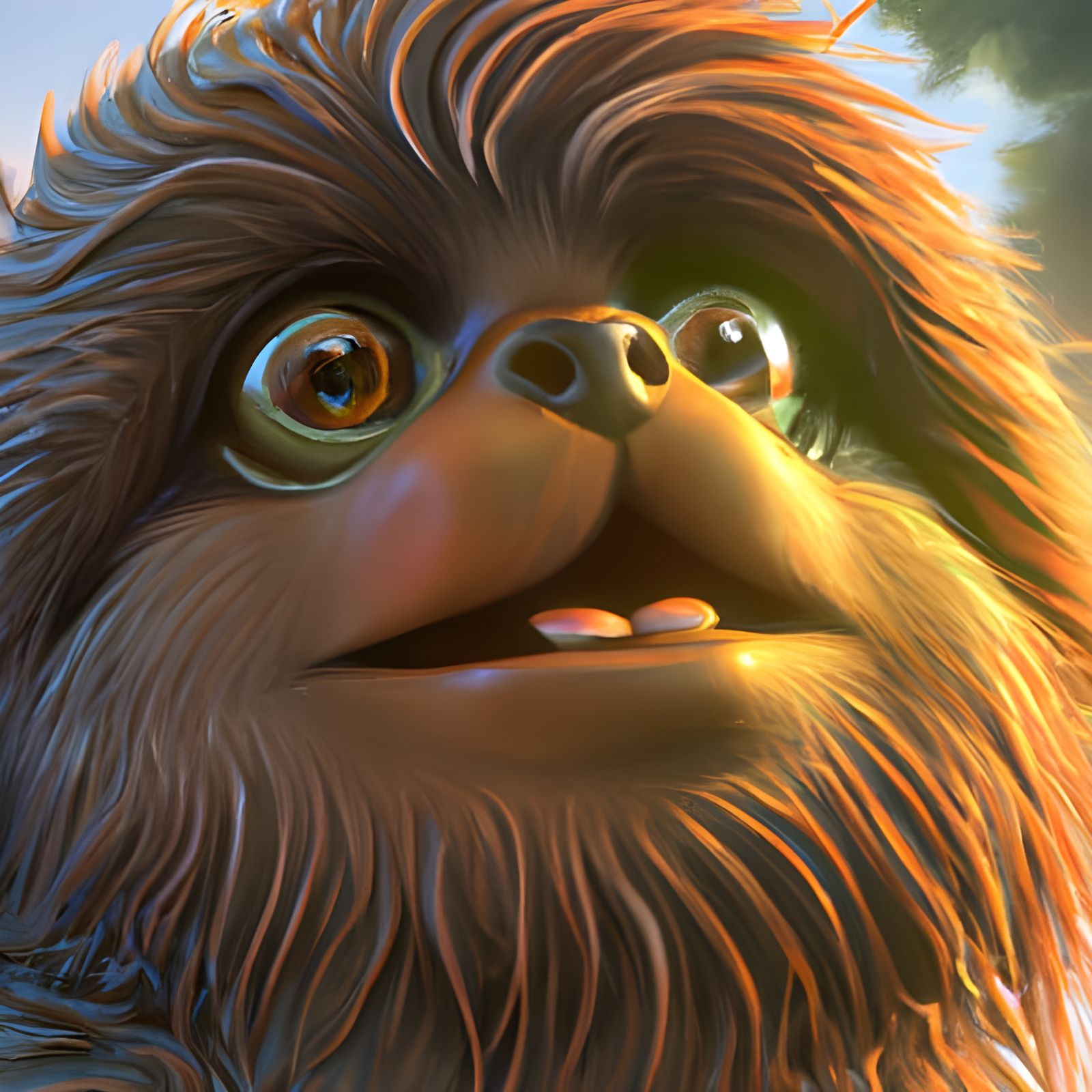 Adorable Wookiee Portrait in Pixar Style