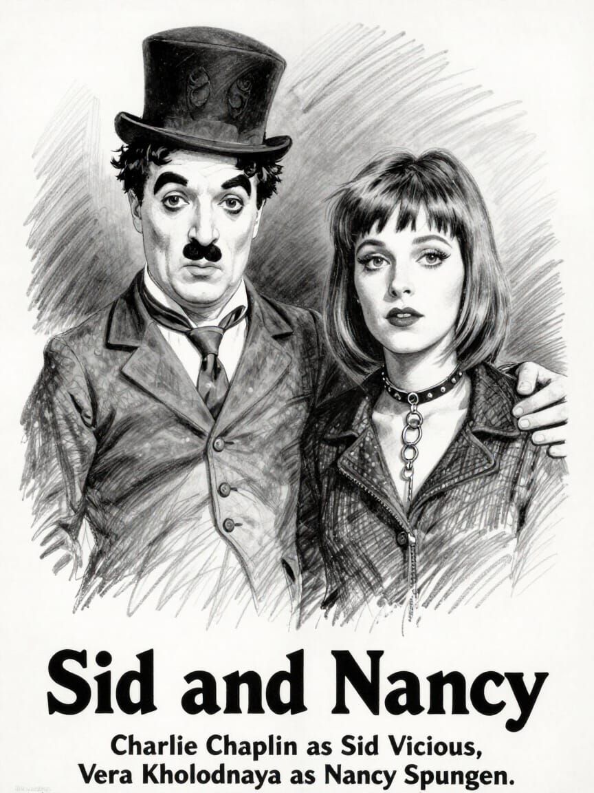 Sid and Nancy Silent Film Poster in 1914 Style