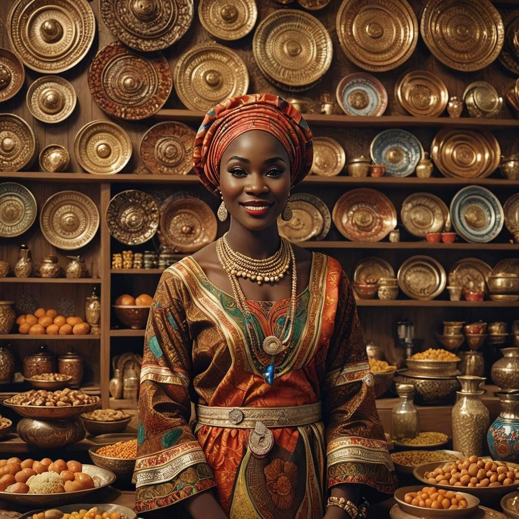 Elegant Nigerian Woman in Modern Catering Showroom