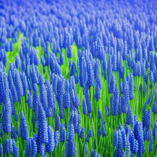 Hyperrealistic Field of Blue Flowers in HDR