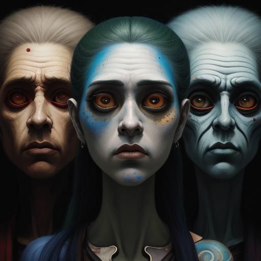 Pop Surrealist Painting of Two Figures with Big Eyes