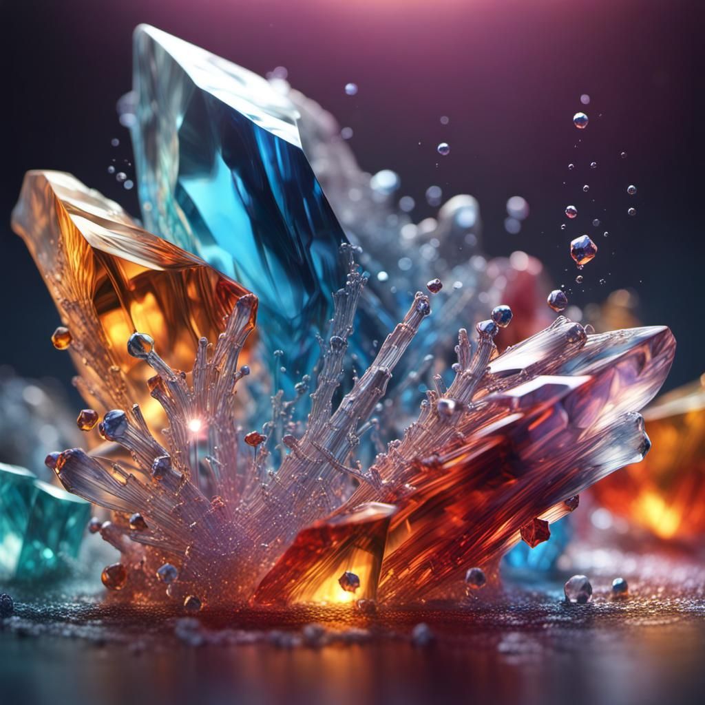 Hyperrealistic Crystals in Splash Art Style