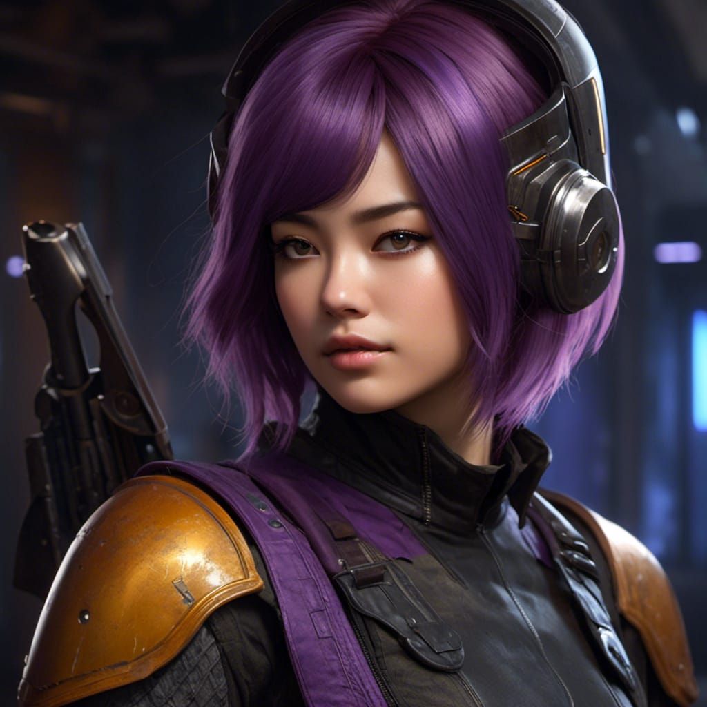 Sabine Wren Photorealistic Portrait with Purple Hair