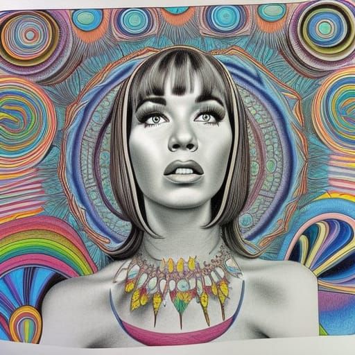 1960s Psychedelic Pencil Sketch Art