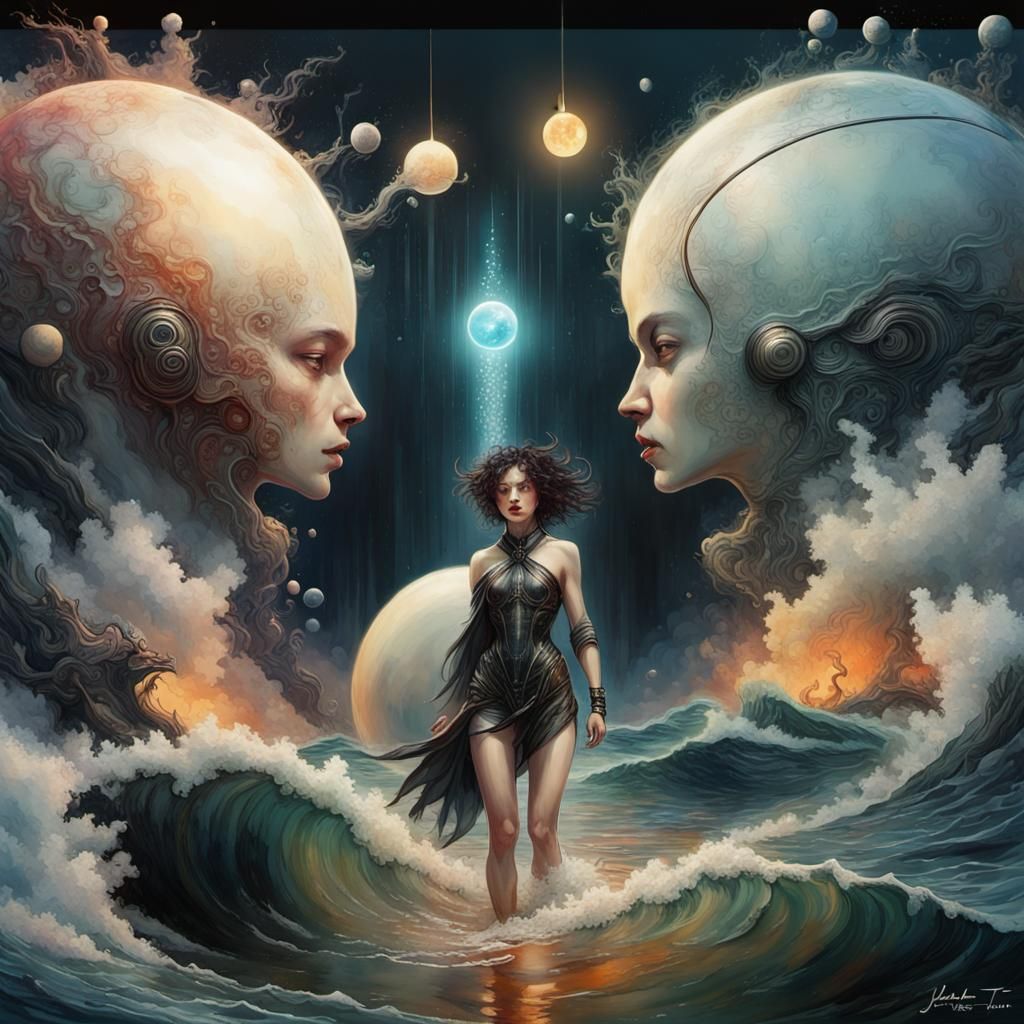 Atom Punk Sunset: Abiogenesis in Water Color Paint